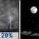 Saturday Night: Slight Chance Showers And Thunderstorms then Mostly Clear