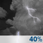 Saturday Night: A 40 percent chance of showers and thunderstorms before 1am.  Mostly cloudy, with a low around 57.